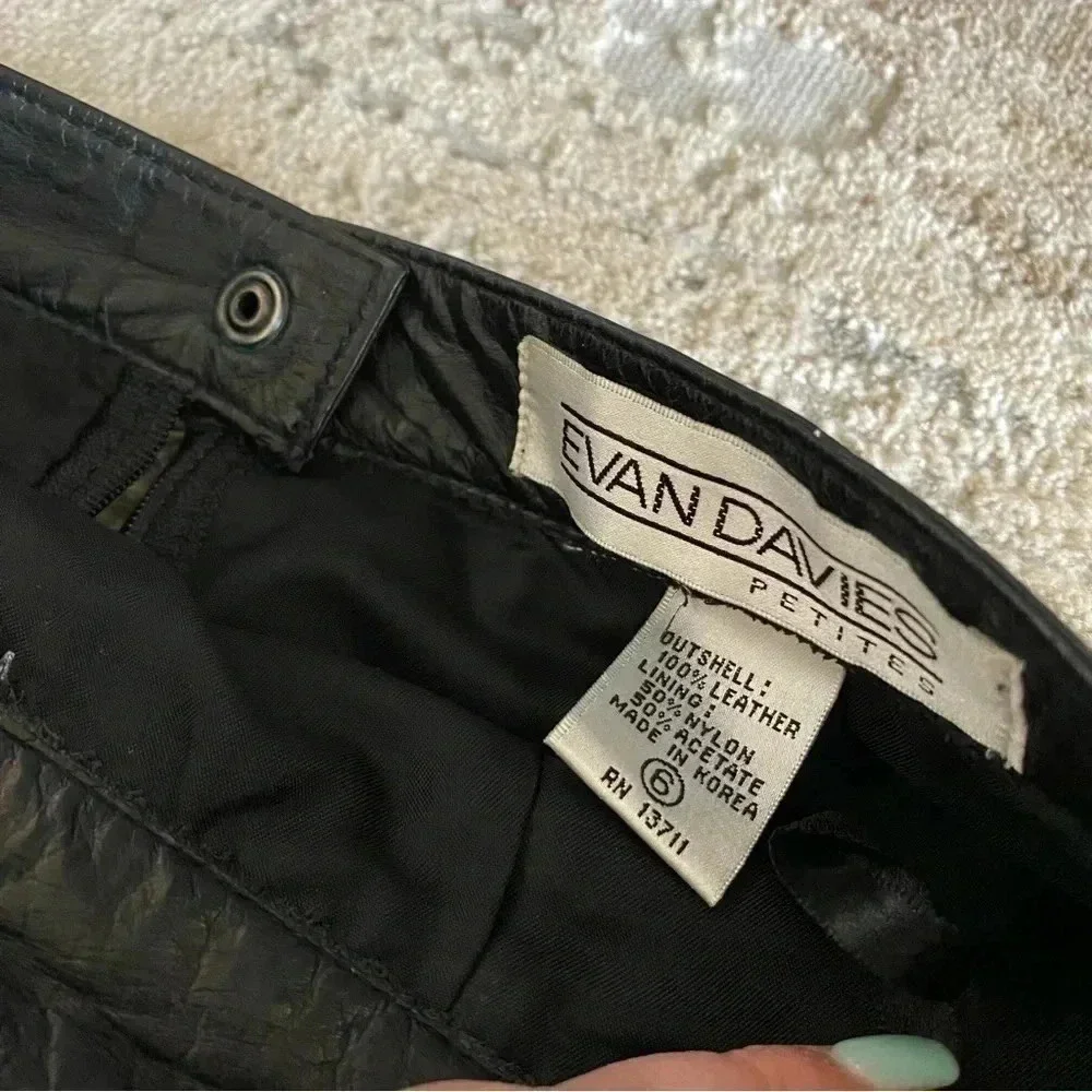Evan Davies Petites Vintage 100% Leather Pencil Skirt Above Knee: 6